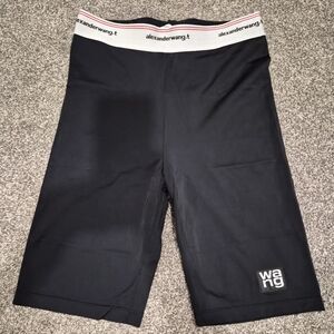 Alexander Wang Black and White Logo Waistband Bike Shorts